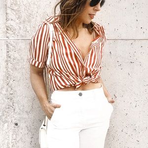Red and White Striped Blouse